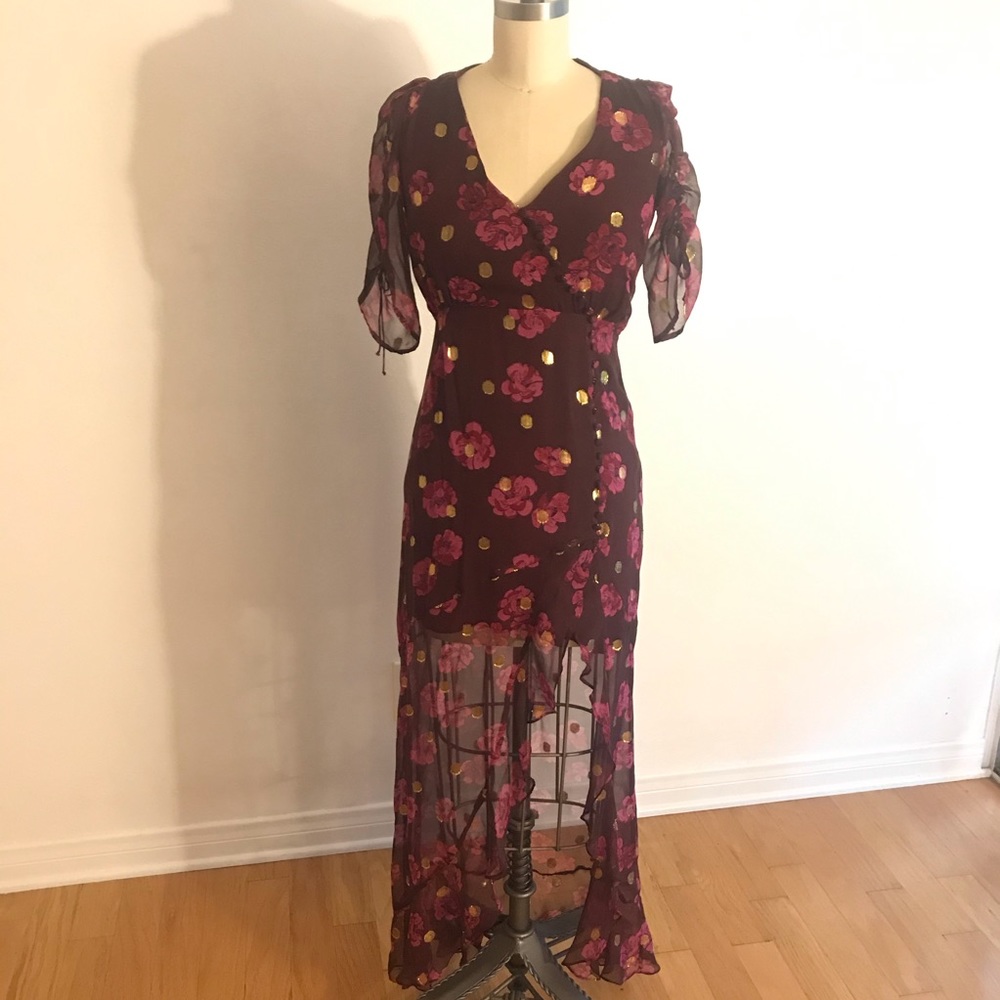 For love & Lemons burgandy pink dress